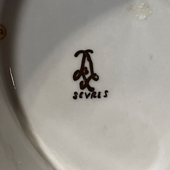 Vintage Sevres Style Porcelain Serving Bowl Hand Painted Scenes Gold Gilding Art - Picture 11 of 16